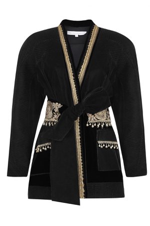 BLACK JACKET DRESS WITH GOLD EMBROIDERY - RAISAVANESSA
