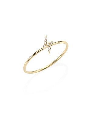 EF Collection Lightning Bolt Diamond & 14K Yellow Gold Stack Ring