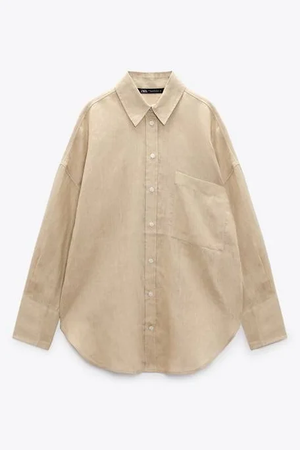 Zara Sand Button Up Shirt