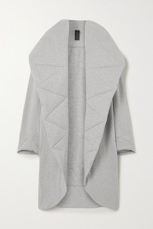 Oversized Quilted Melange Stretch Cotton-jersey Coat - Gray