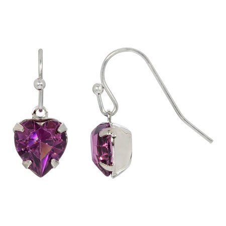 1928 Jewelry Purple Amethyst Crystal Heart Swarovski Element Earrings