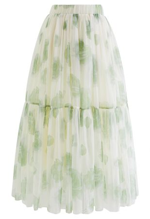 Can't Let Go Sheer Maxi Skirt in Green Rose - Retro, Indie and Unique Fashion