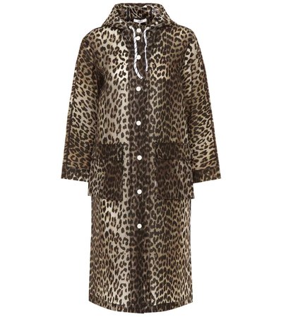 GANNI Cherry Blossom leopard-printed raincoat
