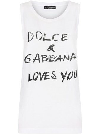 Shop Dolce & Gabbana slogan-print sleeveless top with Express Delivery - FARFETCH