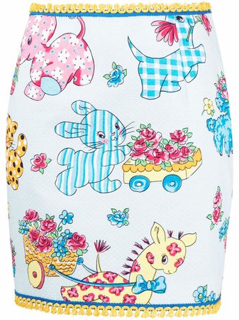 Shop Moschino Calico Animals Piquet mini skirt with Express Delivery - FARFETCH