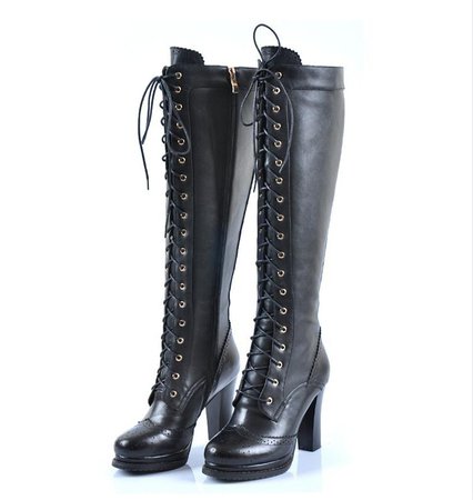 Black laced heeled boots