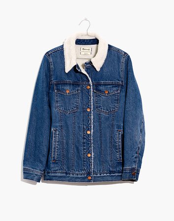 The Oversized Jean Jacket in Donaway Wash: Sherpa Edition blue