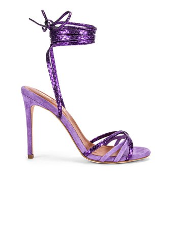 Paris Texas Suede and Metallic Wrap Stilettos in Lilac & Violet | FWRD