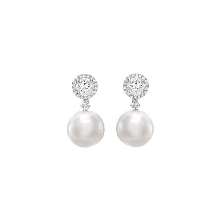 Kiki McDonough White Topaz and Diamond Pearl Drops in White Gold