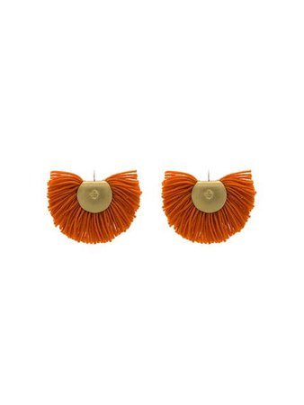 Katerina Makriyianni orange Fan fringed wool cashmere blend earrings $180 - Buy Online - Mobile Friendly, Fast Delivery, Price