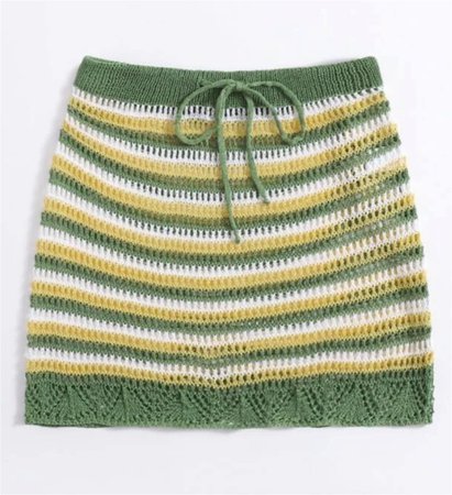 green and yellow crochet skirt