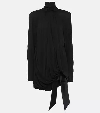 Gathered Jersey Minidress in Black - Saint Laurent | Mytheresa