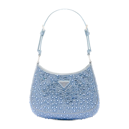 blue bedazzled Prada bag