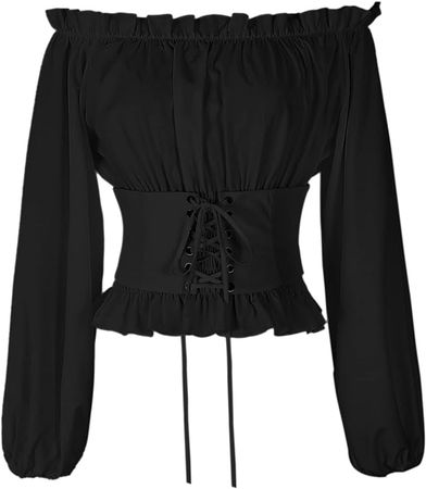 Amazon.com: Bwzlpqj Womens Renaissance Off Shoulder Blouse Tops Long Sleeve Pirate Shirt : Clothing, Shoes & Jewelry