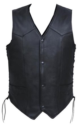 men’s leather side tie vest