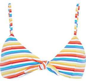 Knotted Striped Triangle Bikini Top