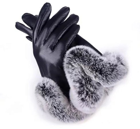 Black Fur Lined Gloves