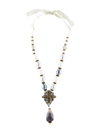 Erickson Beamon Dyed Chalcedony & Faux Pearl Weeping Angels Necklace - Necklaces - ERK21081 | The RealReal