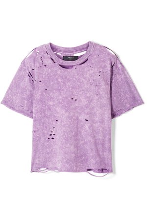 AMIRI | Cropped distressed cotton-jersey T-shirt | NET-A-PORTER.COM