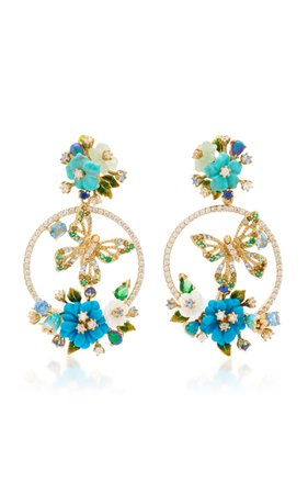 18K Gold Vermeil Turquoise Butterfly Wreath Earrings by Anabela Chan | Moda Operandi
