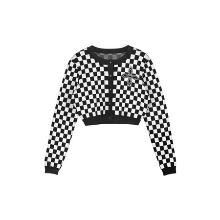 Black And White Grid Knit Jacket | SMFK Official