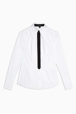 IDOL White Contrast Placket Shirt | Topshop