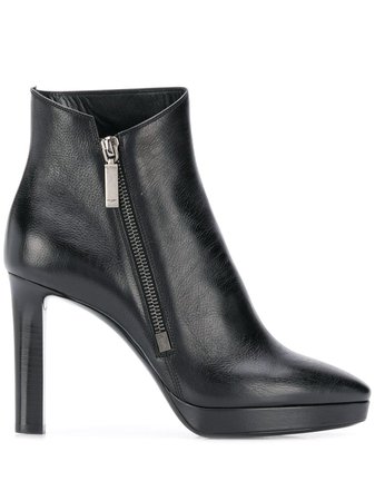 Black Saint Laurent Hall Zip 85mm Ankle Boots | Farfetch.com