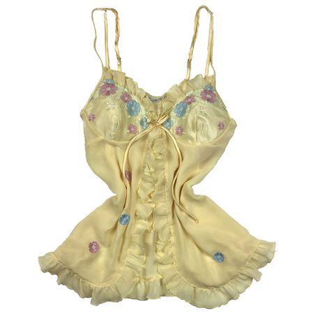 yellow floral mesh chemise top