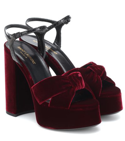 Saint Laurent - Bianca 125 velvet platform sandals | Mytheresa