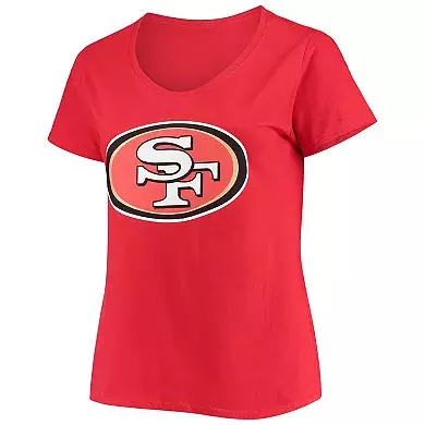 Women's Fanatics Branded Nick Bosa Scarlet San Francisco 49ers Plus Size Name & Number V-Neck T-Shirt