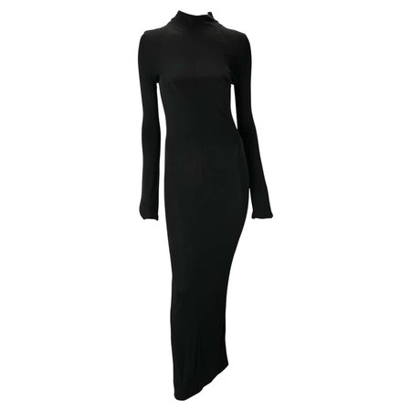 S/S 1998 Gucci by Tom Ford Black Stretch Viscose Long Sleeve Gown For Sale at 1stDibs