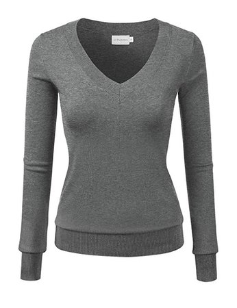 JJ Perfection Women's Simple V-Neck Pullover Soft Knit Sweater ($23.99)