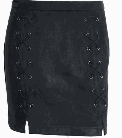 Faux Suede Cross-stitch Mini Skirt – Dolled Up