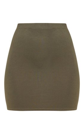 Basic Khaki Green Jersey Mini Skirt | PrettyLittleThing USA