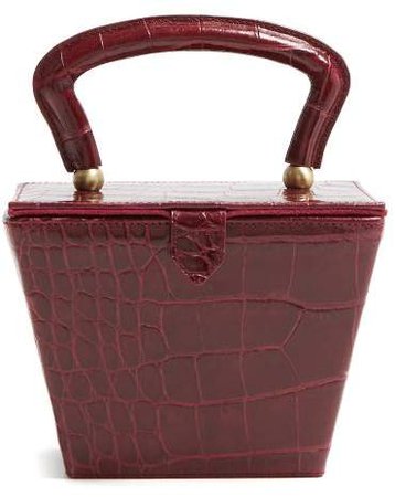 Sadie Mini Crocodile Effect Leather Box Bag - Womens - Burgundy
