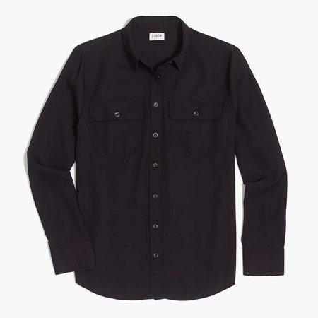 Long-sleeve button-down shirt with front pockets