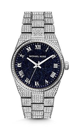 blue diamond silver michael kors watch