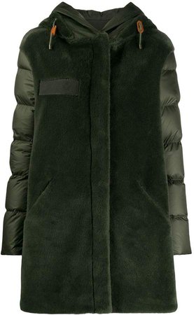 contrast hooded down coat