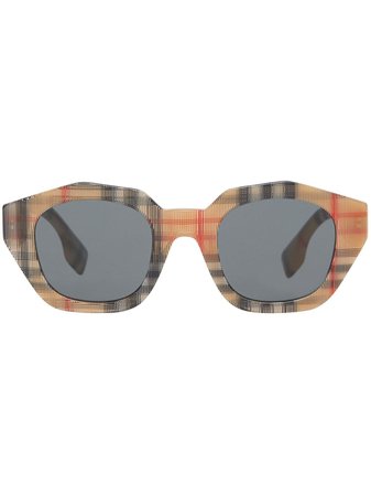 Burberry Eyewear Vintage Check Geometric Frame Sunglasses - Farfetch