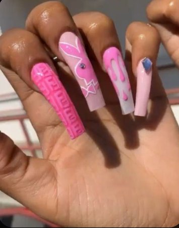 Pink Fendi/Playboy Nails