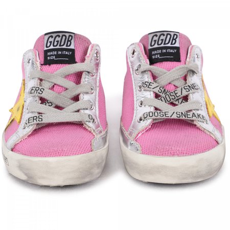 Golden Goose Yellow Stars Logo Sneakers in Pink - BAMBINIFASHION.COM