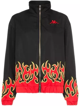 Charm's x Kappa fire-print embroidered-logo Lightweight Jacket - Farfetch