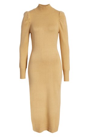Charles Henry Puff Long Sleeve Midi Sweater Dress | Nordstrom