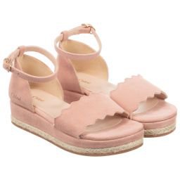 Chloé - Girls Pink Wedge Sandals | Childrensalon Outlet