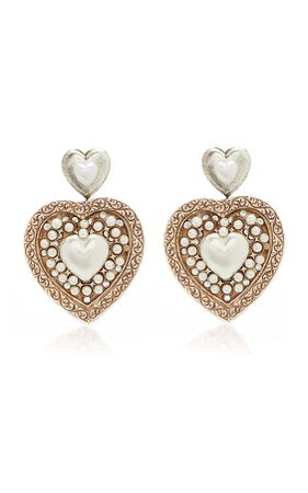 Rodarte Heart-Shaped Gold-Filled Brass Drop Earrings