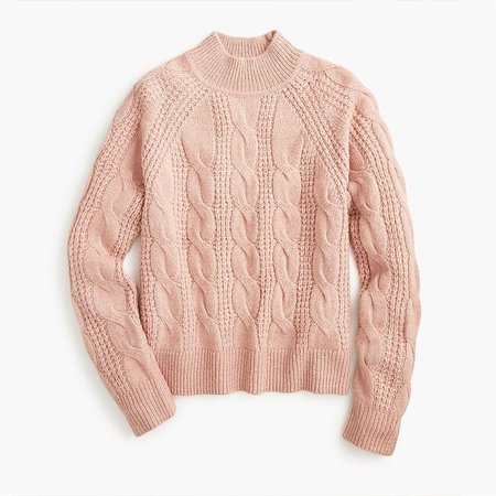 J.Crew: Mockneck Cable-knit Sweater pink