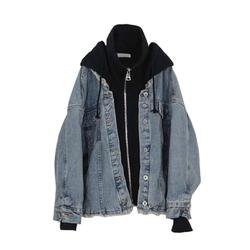 Layered Unique Denim Hoodie Jacket | Harajuku Basics – HarajukuBasics