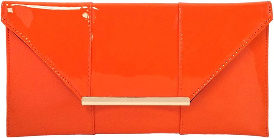 JNB Faux Patent Leather Envelope Candy Clutch, Orange: Handbags: Amazon.com