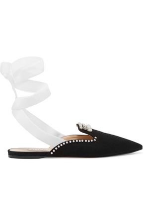 Elena embellished velvet and canvas slippers | ATTICO | Sale up to 70% off | THE OUTNET