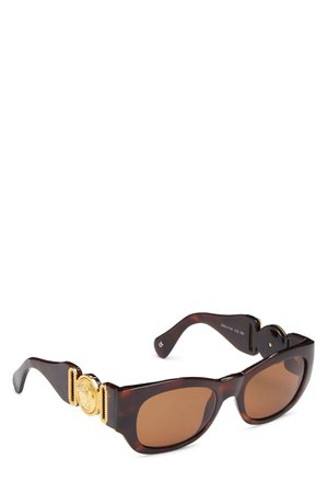 Versace Brown Tortoise Acrylic Sunglasses - What Goes Around Comes Around
